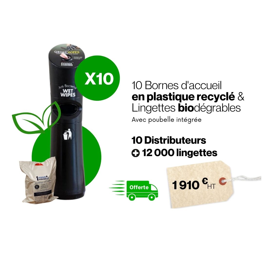 Pack 10 distributeurs + 12000 lingettes biodégradables