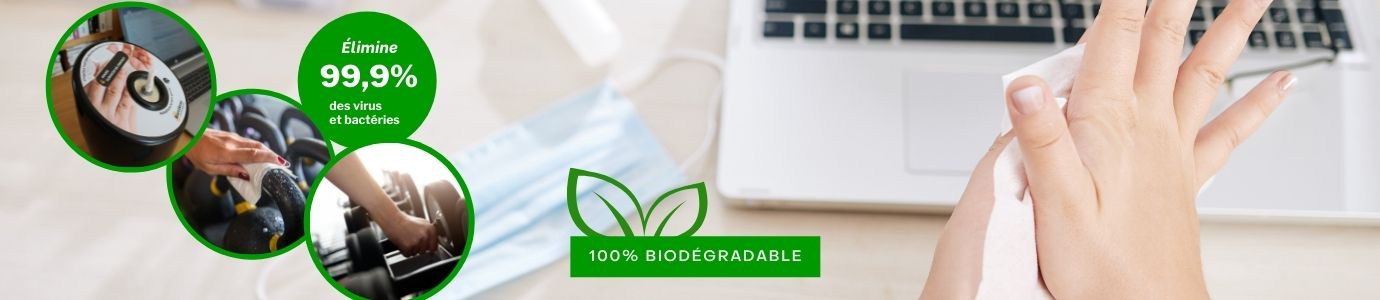 Lingettes biodégradables et désinfectantes