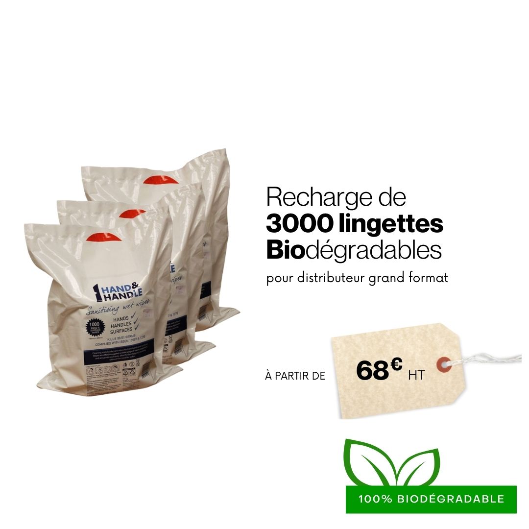 Recharge de lingettes biodégradables pour grand distributeur