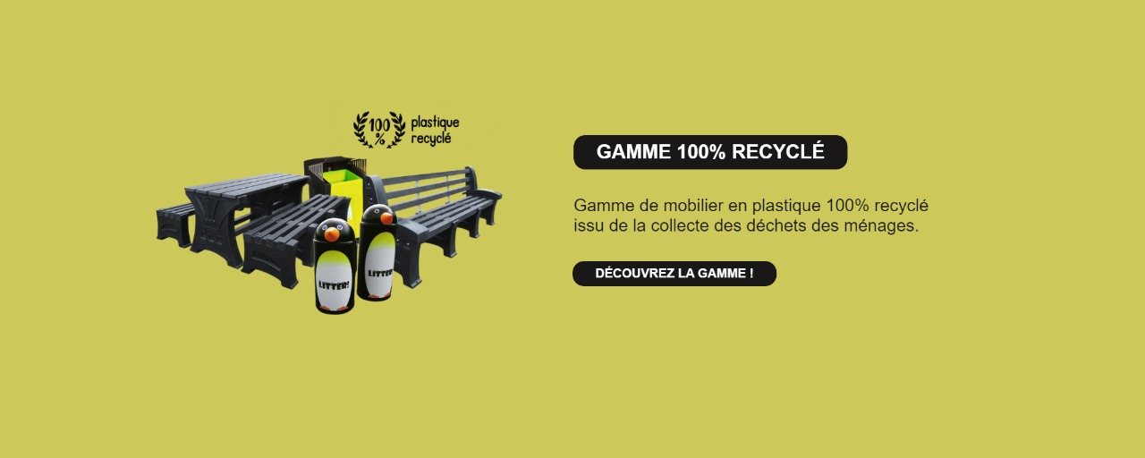 Gamme mobilier en plastique 100% recyclé